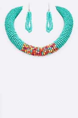 Seed Beads Statement Collar Necklace Set